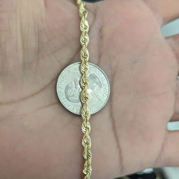 14kt Real Gold Rope Chain 4mm 20 Inch